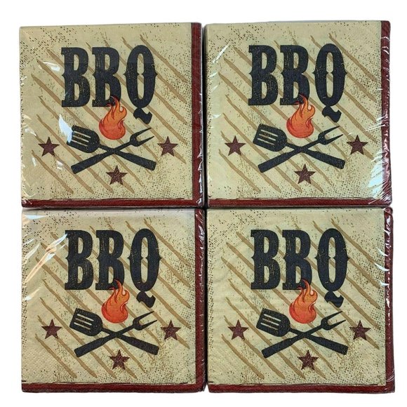 BBQ Beverage Paper Napkins 4 7/8 Inches 2 Ply Lot of Four 18 Ct Pkgs USA - Picture 4 of 7